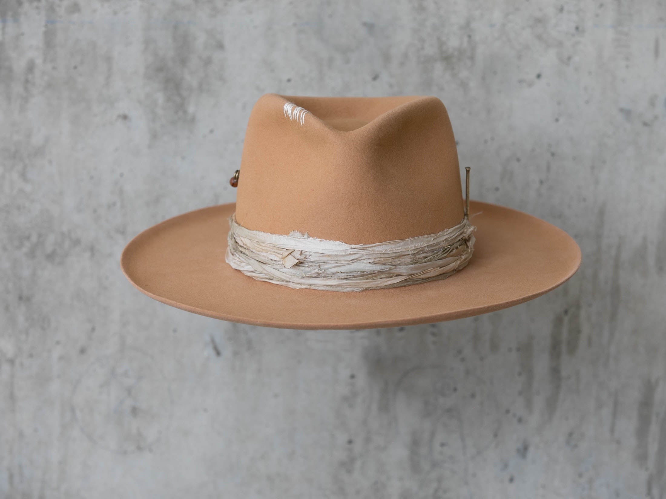 teardrop crown western rabbit beaver felt cowboy hat fedora silk band for men and women front