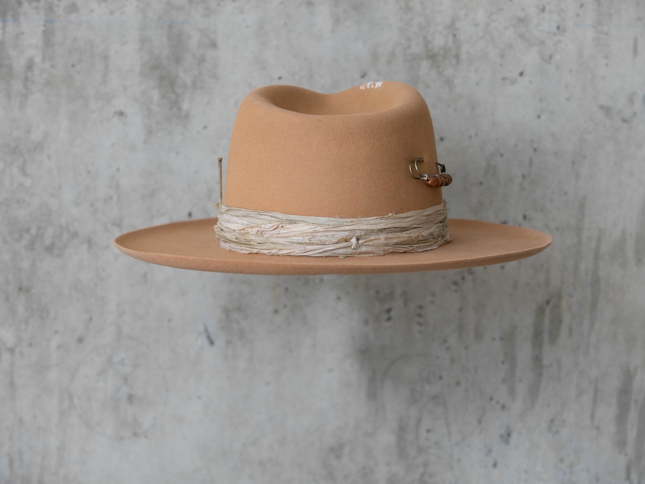 teardrop crown western rabbit beaver felt cowboy hat fedora silk band for men and women back